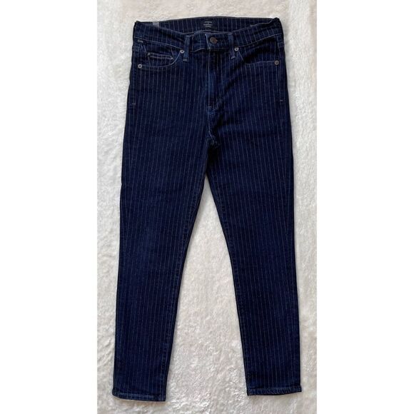 Citizens of Humanity COH Blue Pinstripe Rocket Crop High Rise Skinny Jeans - Picture 14 of 16